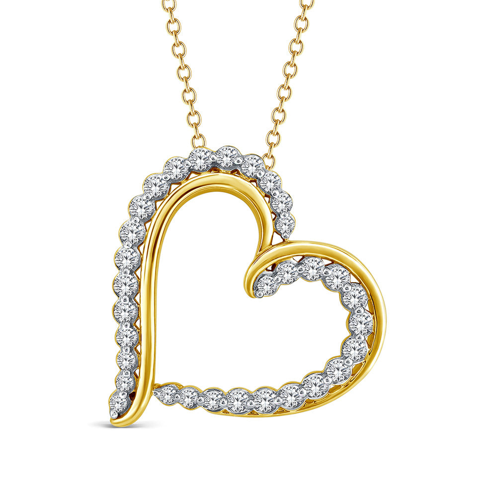 Luminesce Lab Grown Heart Shaped Diamond Pendant in10ct Yellow Gold