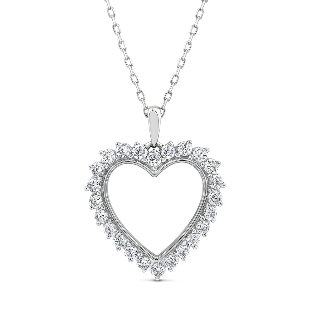 10ct White Gold Luminesce Lab Grown Heart 0.95Carat Diamond Pendant