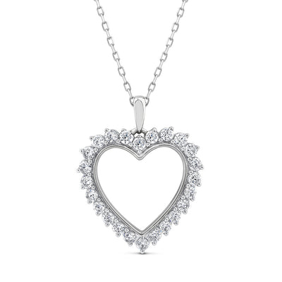 10ct White Gold Luminesce Lab Grown Heart 0.95 Carat Diamond Pendant