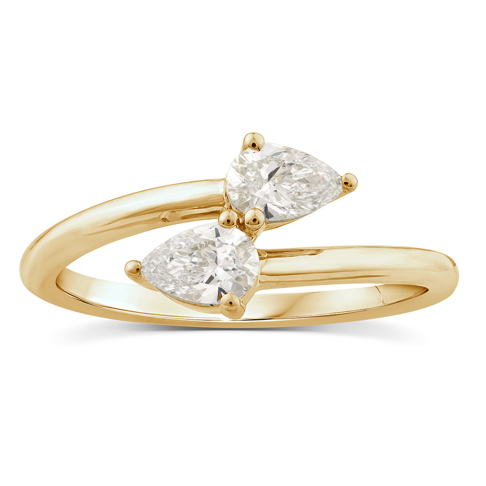 Luminesce Lab Grown 10ct Yellow Gold Pear Cut 0.46 Carat Diamond Ring Size N½