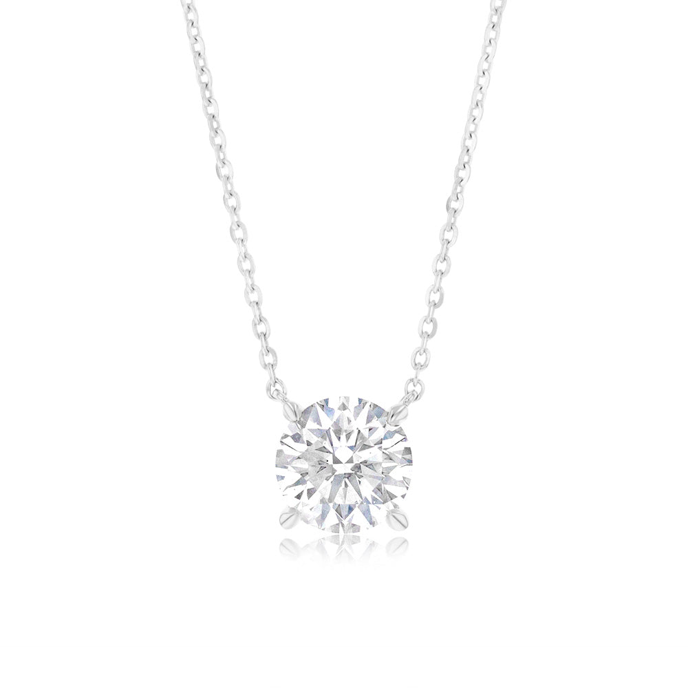 Luminesce Lab Grown 1 Carat Diamond Solitaire Pendant on 10ct White Gold Chain