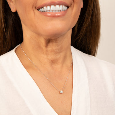 Luminesce Lab Grown 1 Carat Diamond Solitaire Pendant on 10ct White Gold Chain