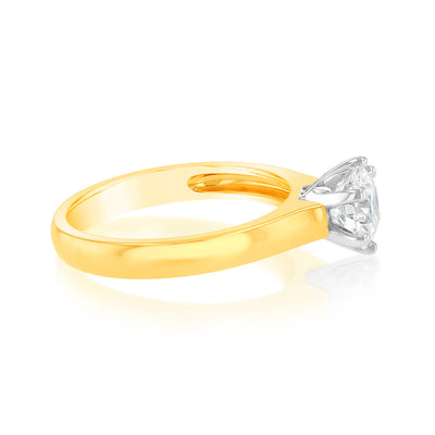 Luminesce Lab Grown 1 Carat Certified Diamond Solitaire Ring in 18ct Yellow Gold