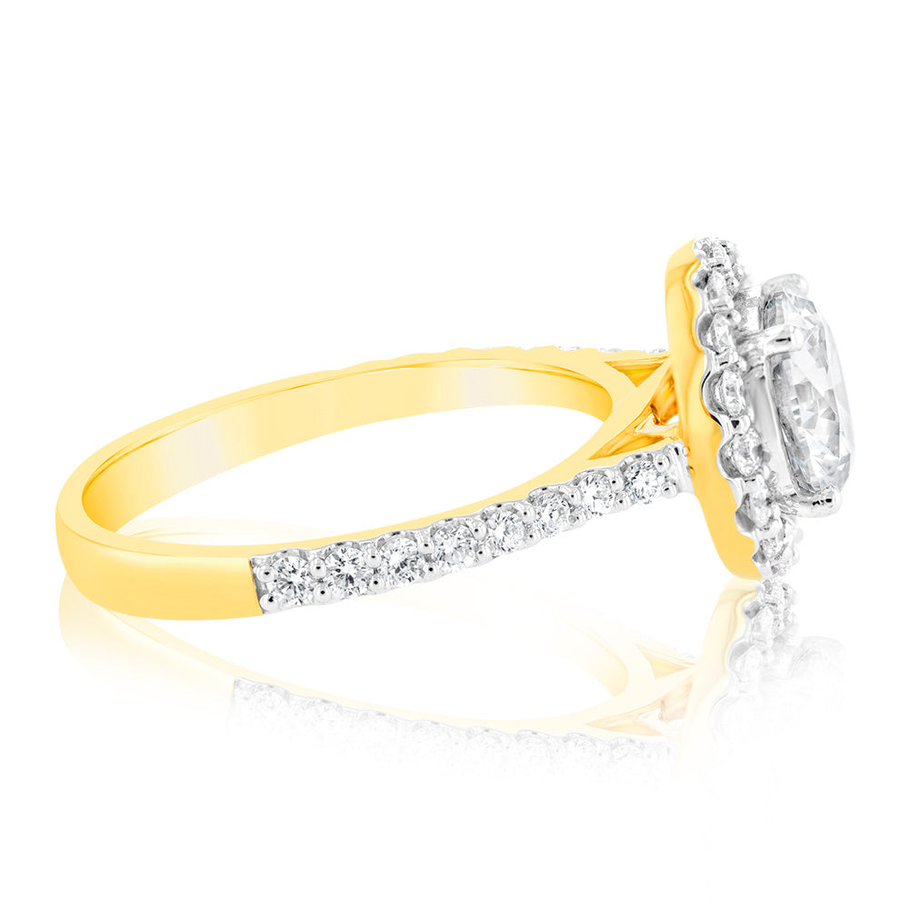 Certified Luminesce Lab Grown 2 Carat Solitaire Fancy Diamond Ring in 18ct Yellow Gold