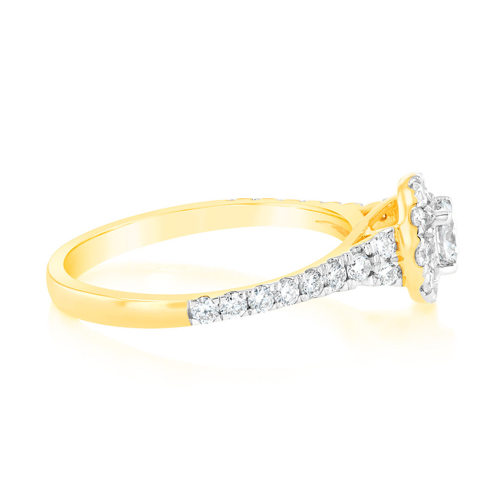 Luminesce Lab Grown Solitaire Fancy 0.75Ct Diamond Ring in 9ct Yellow Gold