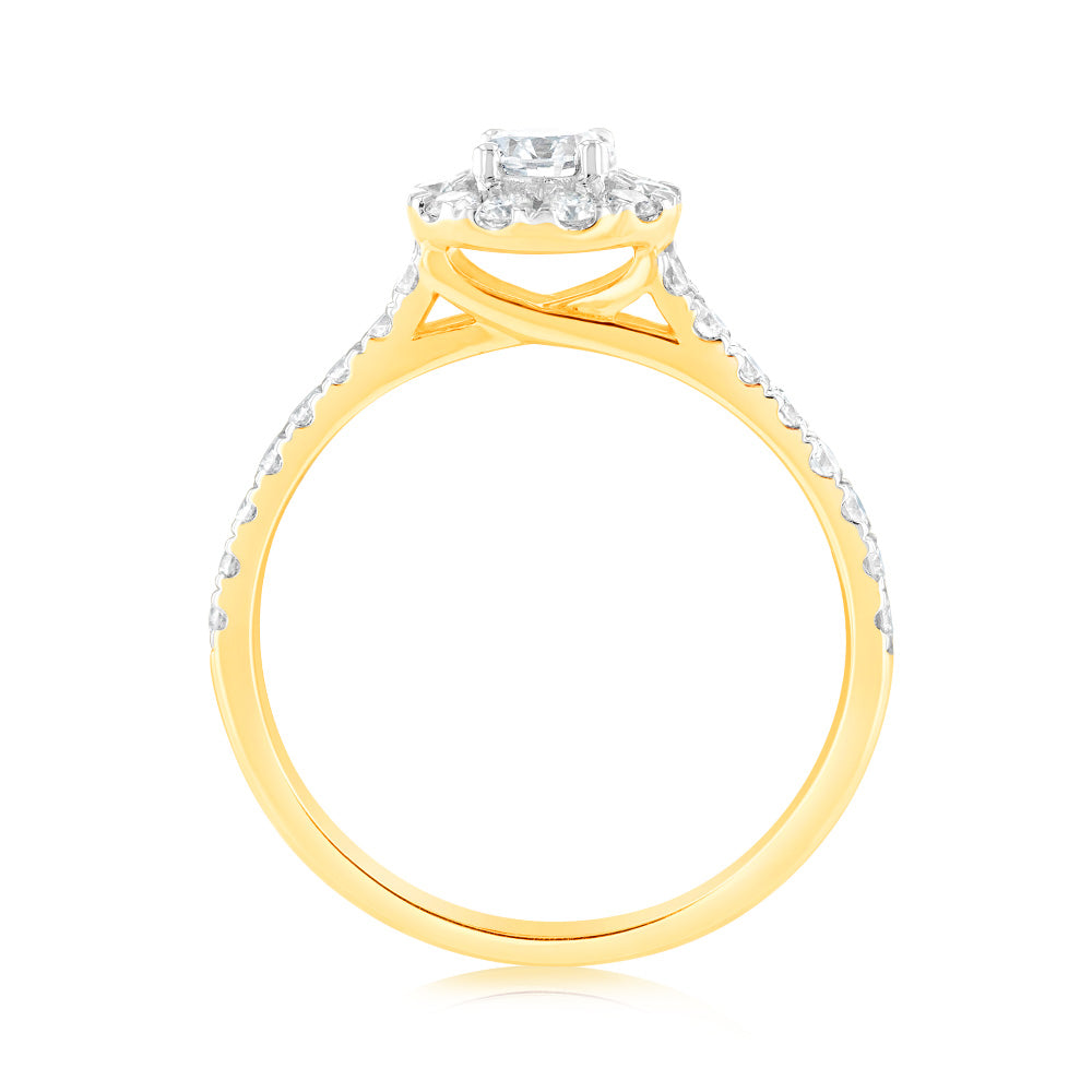 Luminesce Lab Grown Solitaire Fancy 0.75Ct Diamond Ring in 9ct Yellow Gold