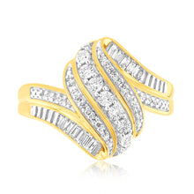 Load image into Gallery viewer, Luminesce Lab Grown 0.20Ct Diamond Wave Ring In 9ct Yellow Gold