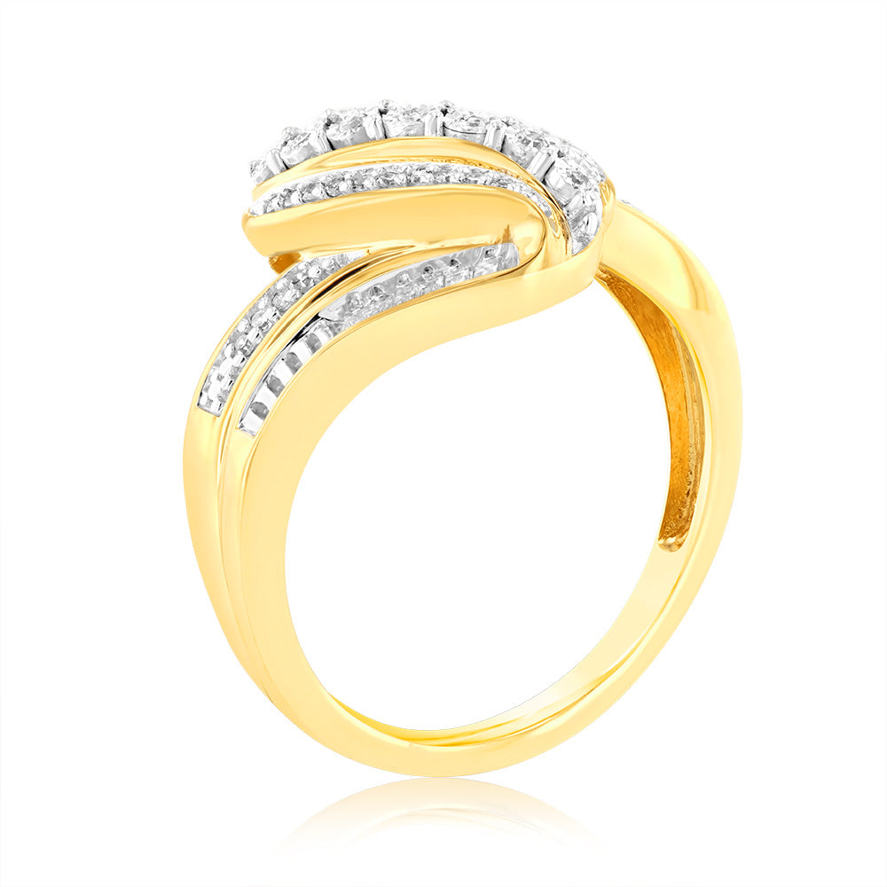 Luminesce Lab Grown 0.20Ct Diamond Wave Ring In 9ct Yellow Gold