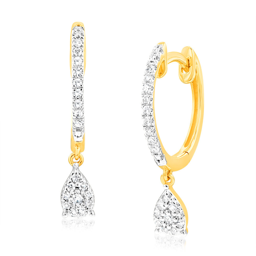 Luminesce Lab Grown 0.15Ct Diamond Drop earring in 9ct Yellow Gold