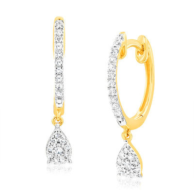 Luminesce Lab Grown 1/6 Carat Diamond Drop earring in 9ct Yellow Gold