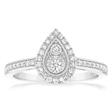 Load image into Gallery viewer, Luminesce Lab Grown Pear Shaper 0.17Ct Diamond Ring in Sterling Silver