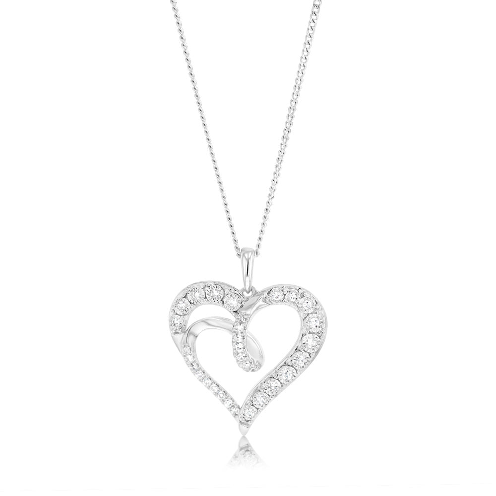 Luminesce Lab Grown Heart Shaped 0.14Ct Diamond Pendant in Sterling Silver