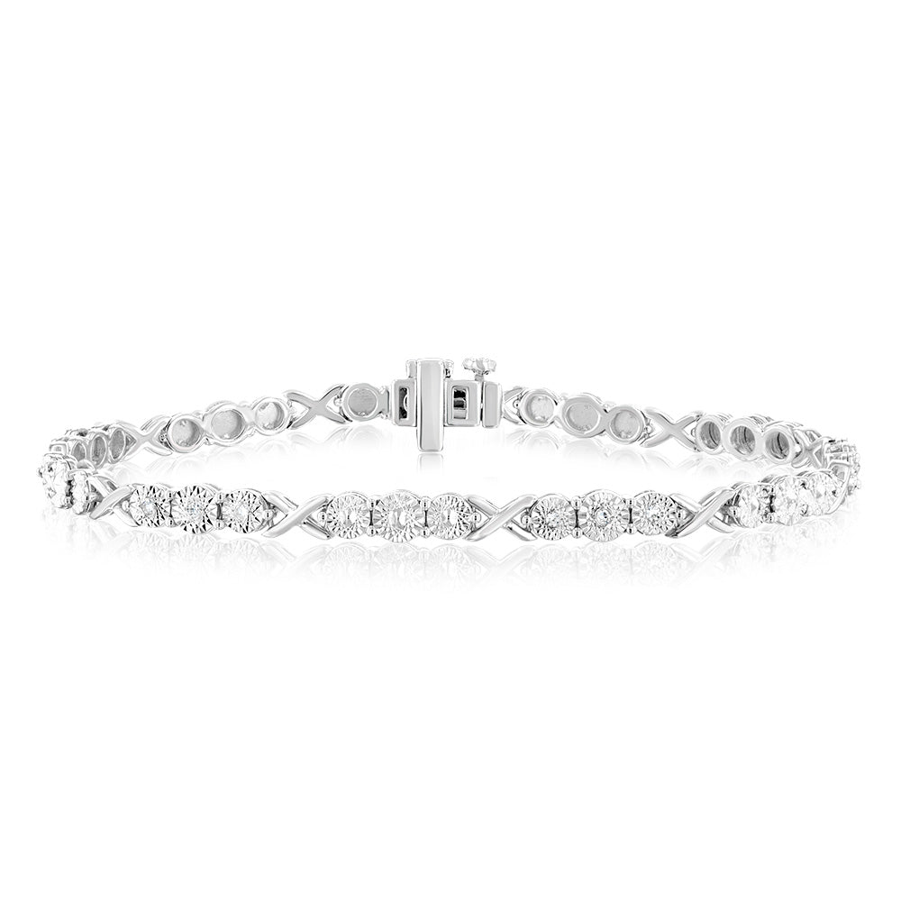 Luminesce Lab Grown Sterling Silver Tennis 0.04 Carat Diamond Bracelet