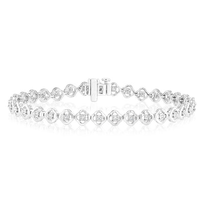 Luminesce Lab Grown Flower Shaped 1/5 Carat Diamond Bracelet in Sterling Silver