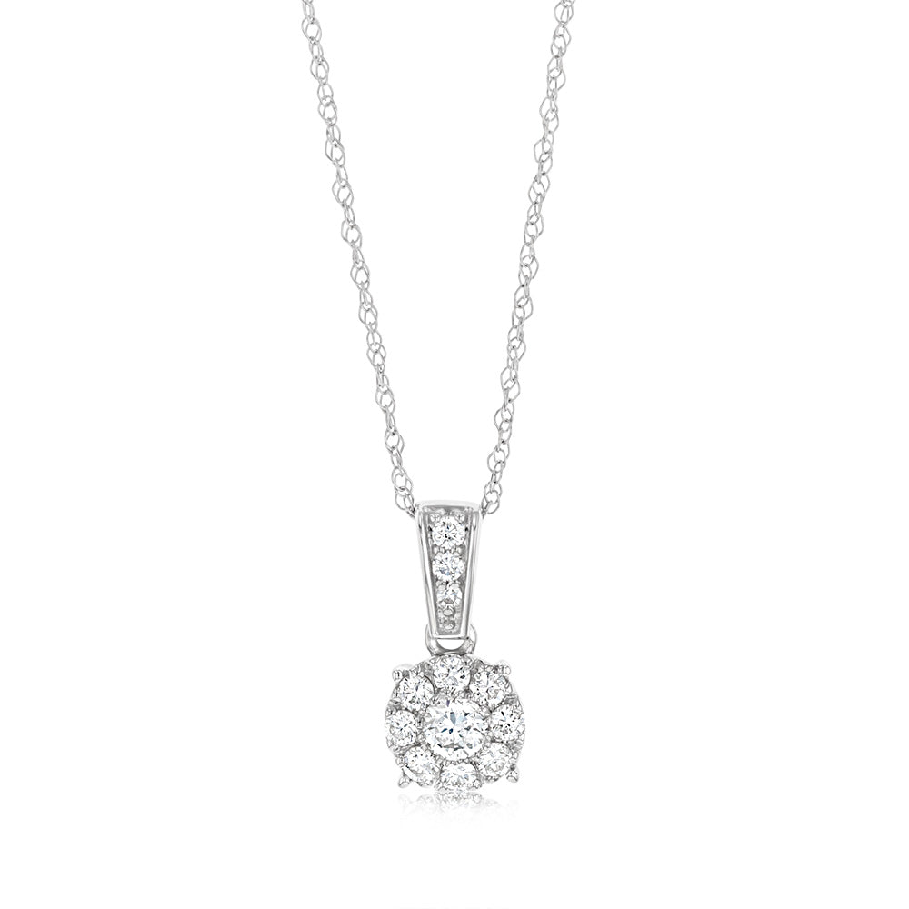 Luminesce Lab Grown 1/4 Carat Diamond Pendant in 9ct White Gold With adjustable Chain