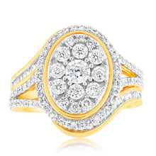 Load image into Gallery viewer, 1Carat Luminesce Lab Grown 93Brilliant cut &amp; 44Tappered cut Diamonds in 9ct Yellow gold