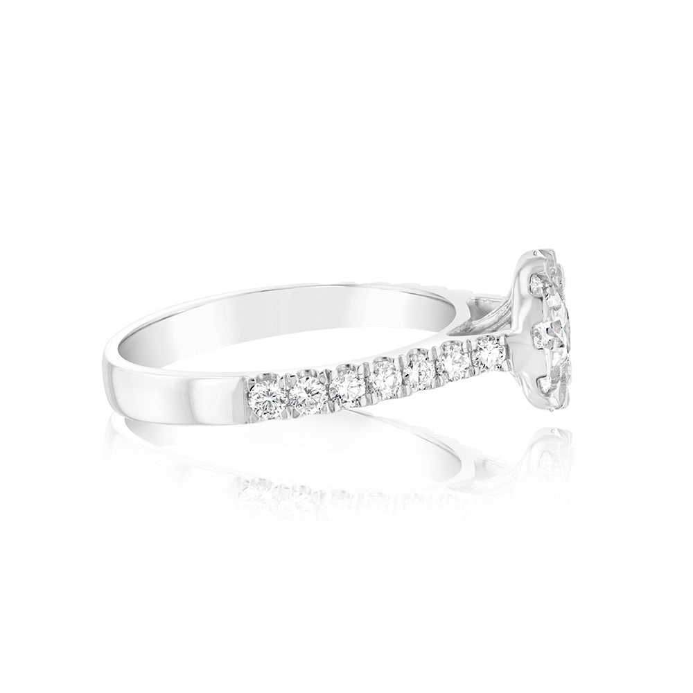 Luminesce Lab Grown 1Carat Solitaire Fancy Diamond Ring in 18ct White Gold