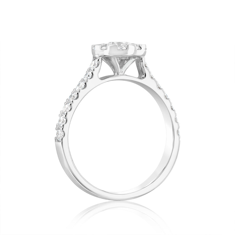 Luminesce Lab Grown 1Carat Solitaire Fancy Diamond Ring in 18ct White Gold