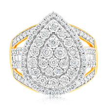 Load image into Gallery viewer, Luminesce Lab Grown 1Carat Cluster Pear Shaped Diamond Engagement Ring in 9ct Yellow Gold