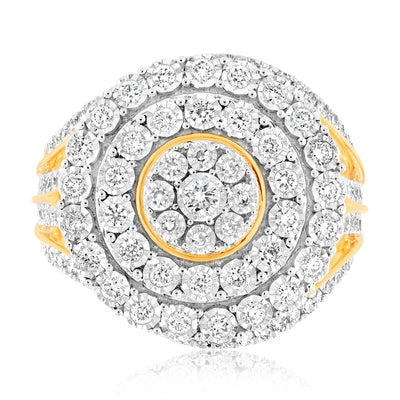 Luminesce Lab Grown 1Carat Cluster Shaped Diamond Ring in 9ct Yellow Gold