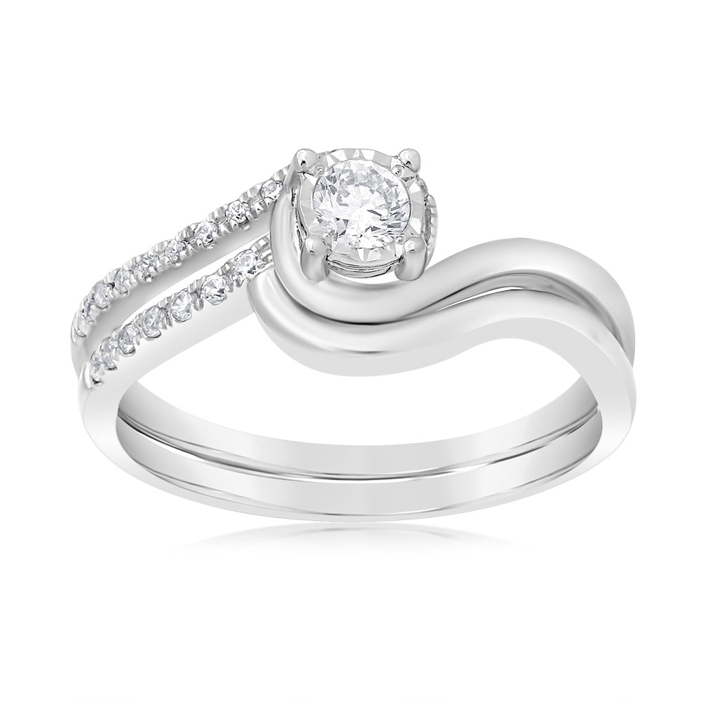 Luminesce Lab Grown 1/4 Carat Diamond Bridal Set Ring in 9ct White Gold