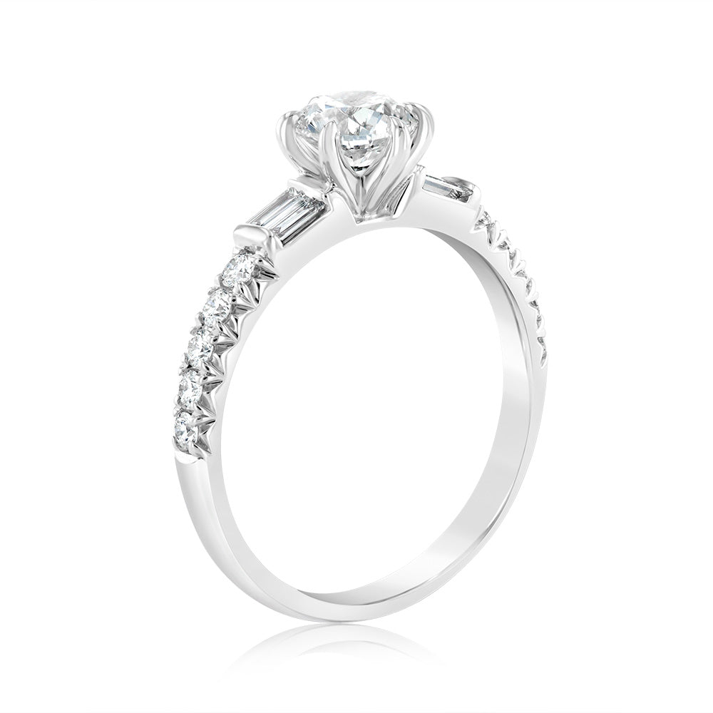 Luminesce Lab Grown 9ct White Gold 1 Carat Solitaire Fancy Diamond Ring