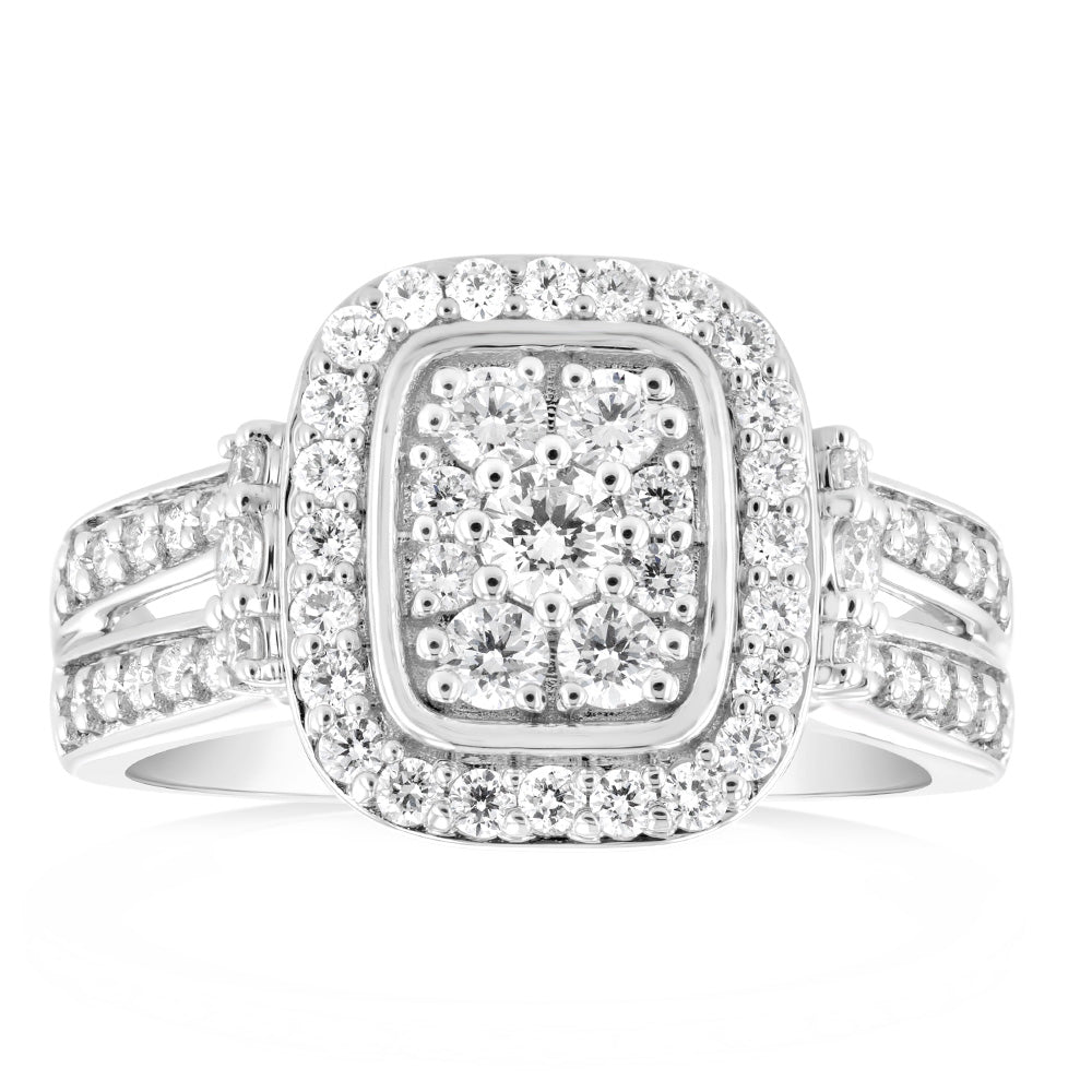 Luminesce Lab Grown 0.80 Carat Diamond Cluster Ring in 9ct White Gold