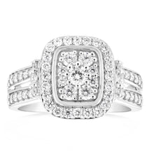 Load image into Gallery viewer, Luminesce Lab Grown 0.80 Carat Diamond Cluster Ring in 9ct White Gold