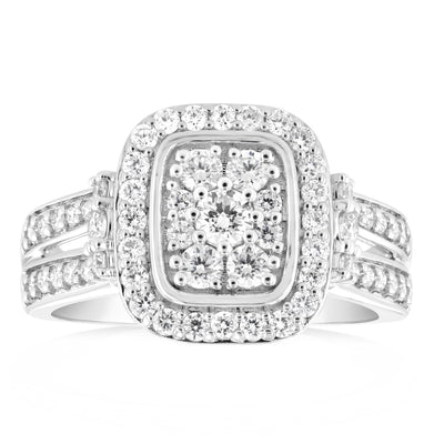 Luminesce Lab Grown 0.80 Carat Diamond Cluster Ring in 9ct White Gold