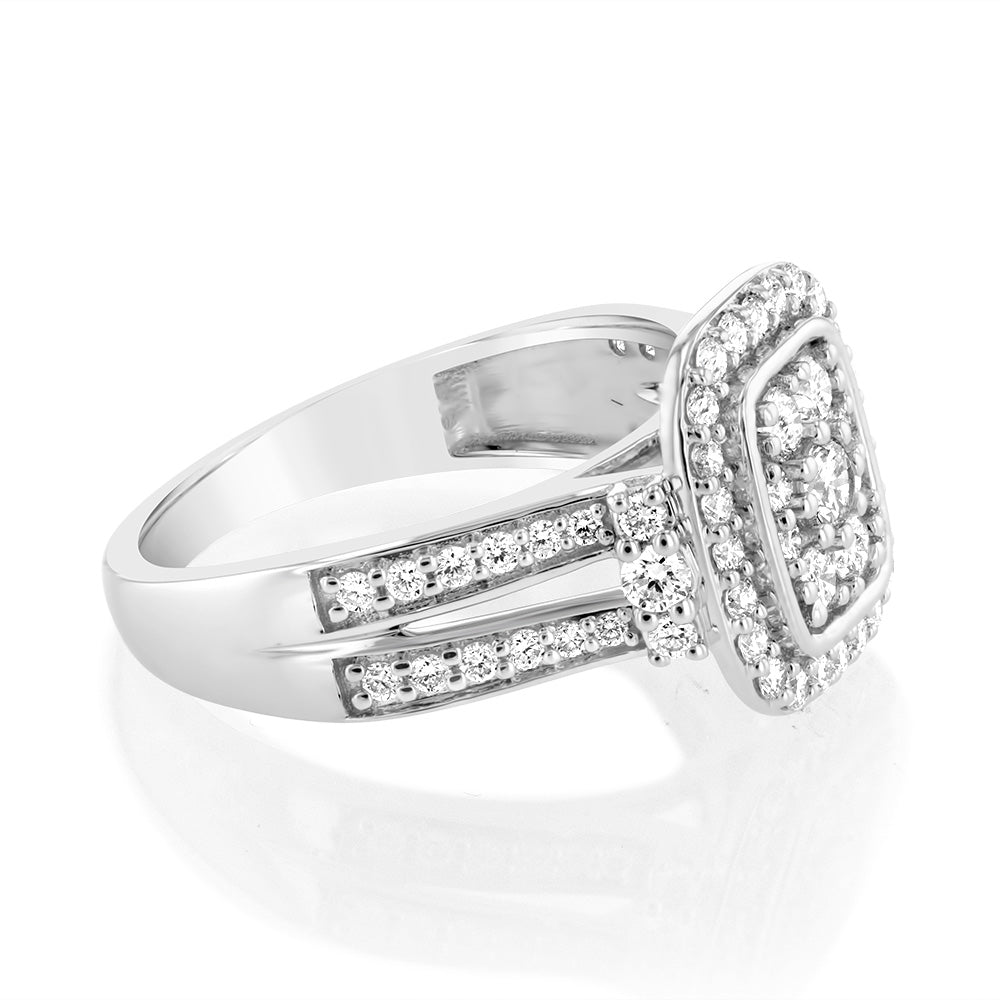 Luminesce Lab Grown 0.80 Carat Diamond Cluster Ring in 9ct White Gold