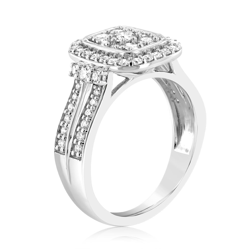 Luminesce Lab Grown 0.80 Carat Diamond Cluster Ring in 9ct White Gold