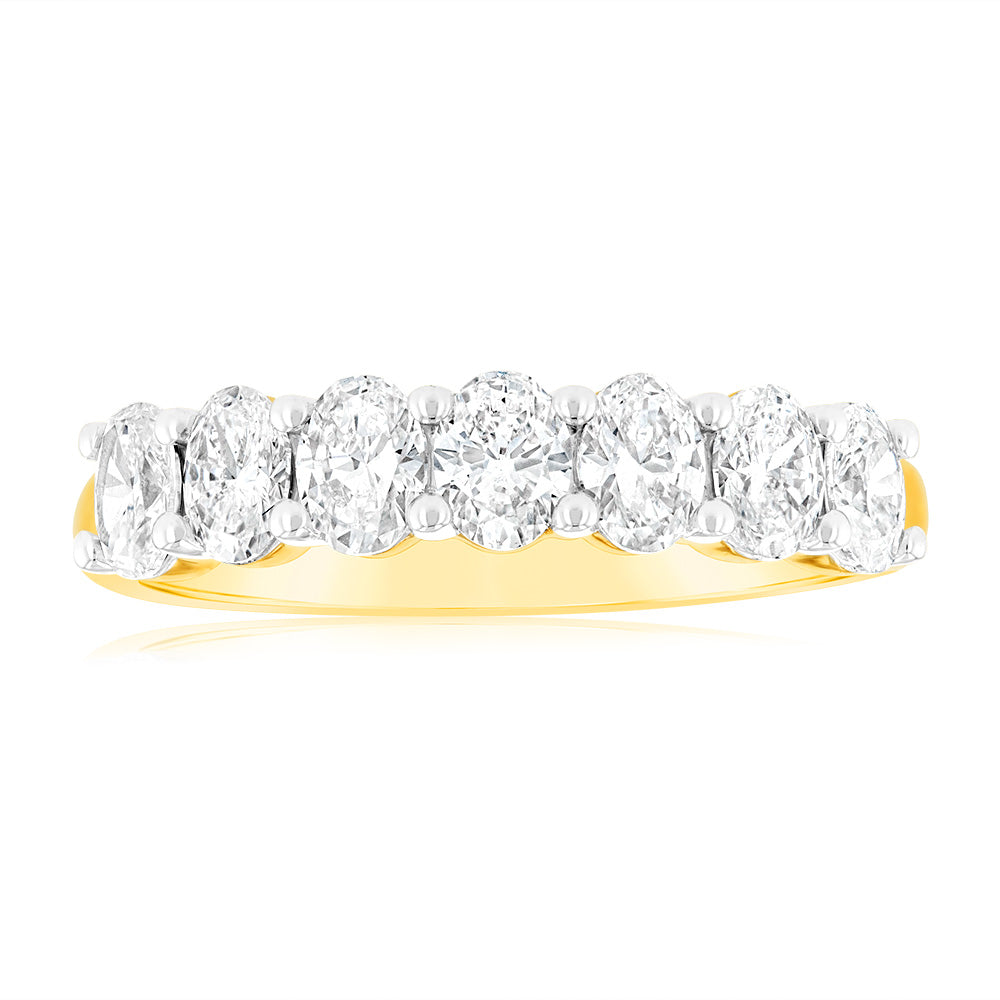 Luminesce Lab Grown 1 Carat Oval Diamond Eternity Ring in 18ct Yellow Gold