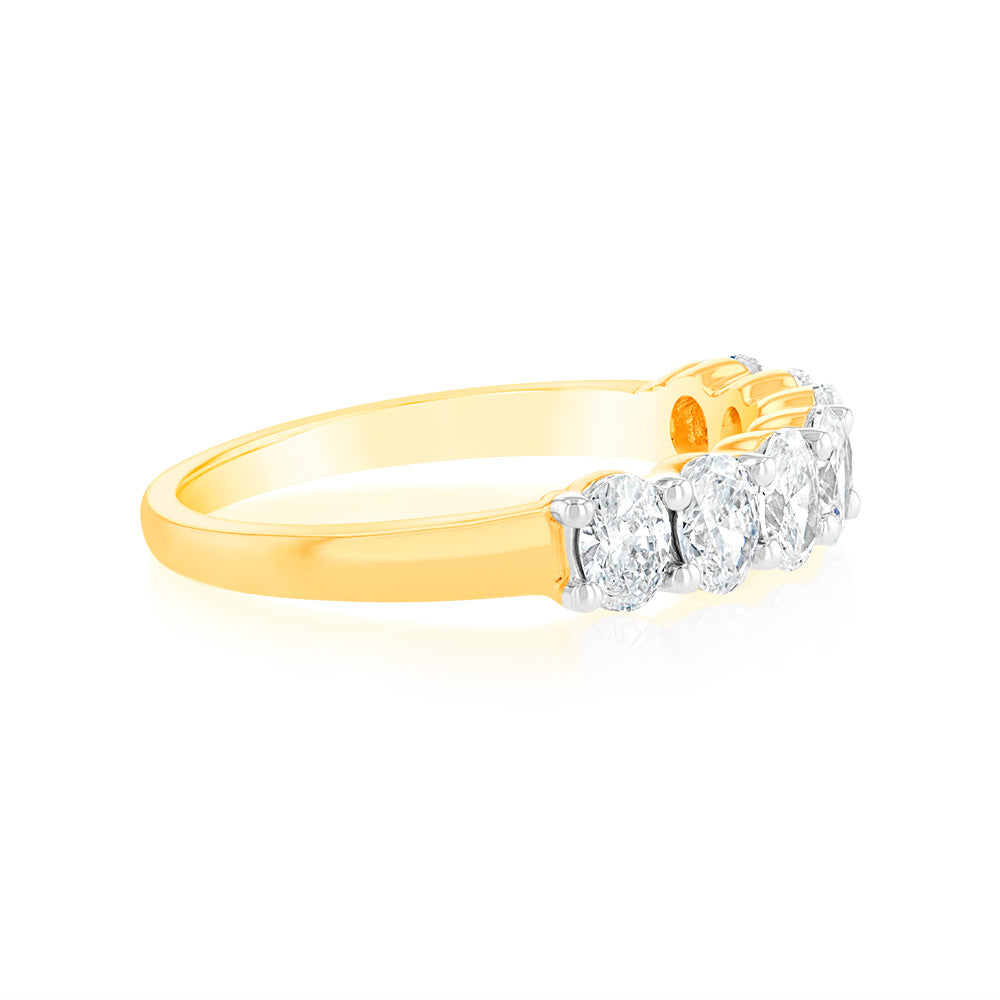 Luminesce Lab Grown 1 Carat Oval Diamond Eternity Ring in 18ct Yellow Gold