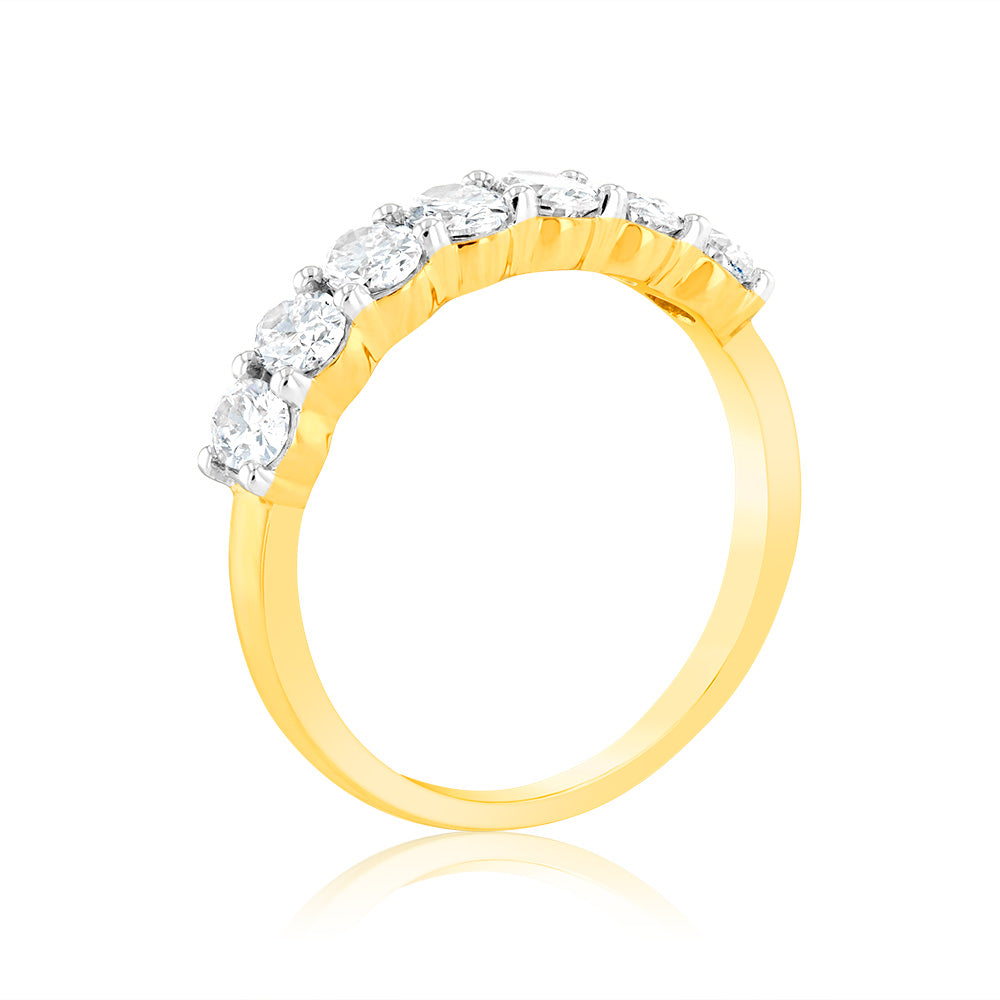 Luminesce Lab Grown 1 Carat Oval Diamond Eternity Ring in 18ct Yellow Gold