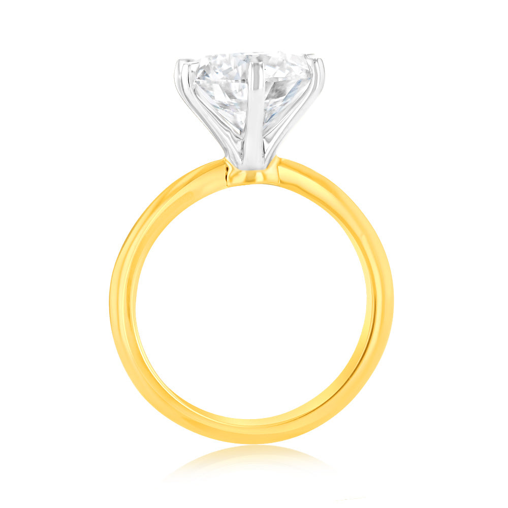 Luminesce Lab Grown 4Carat Certified Diamond Solitaire Ring in 18ct Yellow Gold