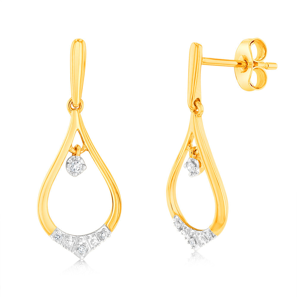 Luminesce Lab Grown 0.04ct Diamond Drop earrings in 9ct Yellow Gold