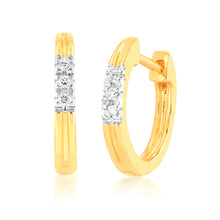 Load image into Gallery viewer, Luminesce Lab Grown 9ct Yellow Gold Hoop Earrings in 6 Diamonds