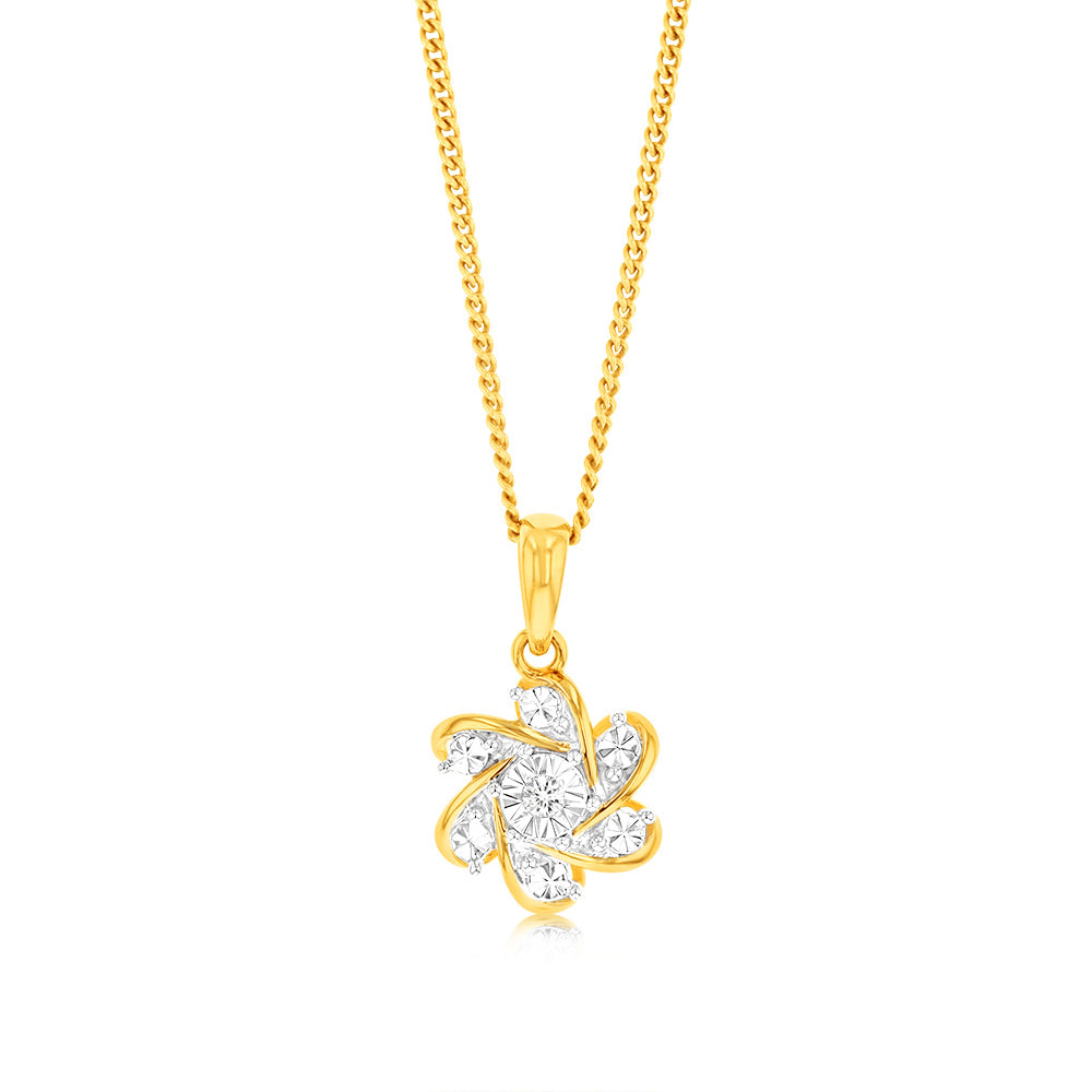 Luminesce Lab Grown 9ct Yellow Gold Flower Shaped with Single Small Diamond