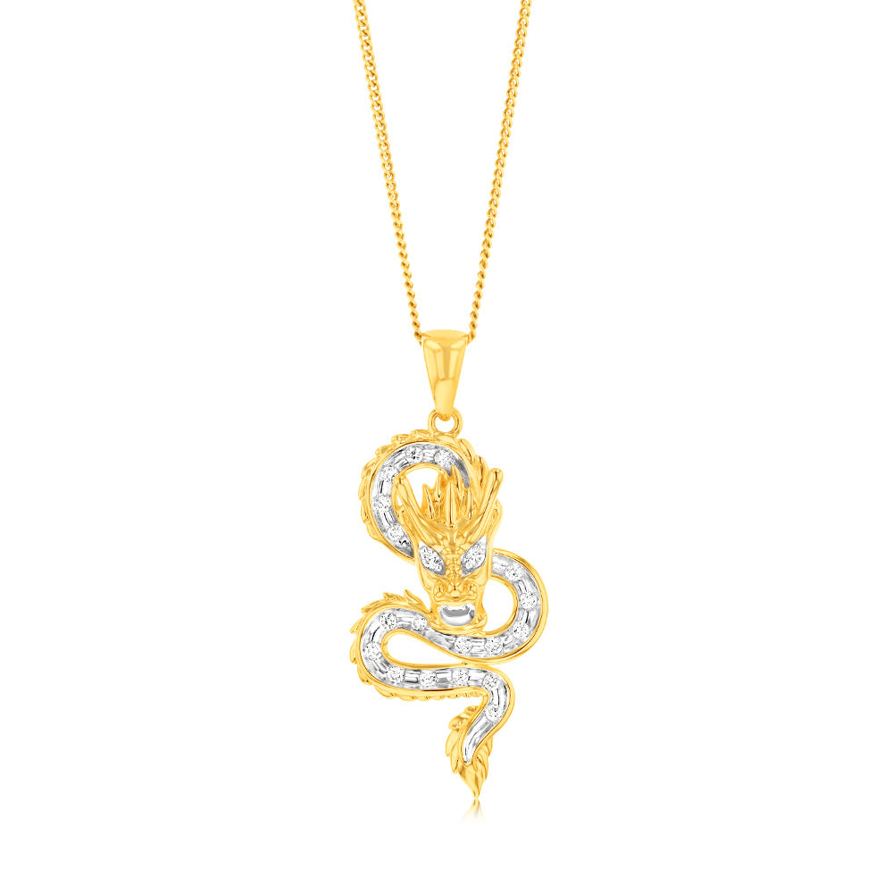 Luminesce Lab Grown 9ct Yellow Gold 1/5 Carat Dragon Diamond Pendant