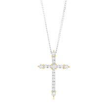 Load image into Gallery viewer, Luminesce Lab Grown 9ct Yellow Gold 1/10 Carat Cross Diamond Pendant