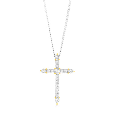 Luminesce Lab Grown 9ct Yellow Gold 1/10 Carat Cross Diamond Pendant