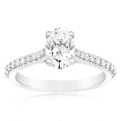 Luminesce Lab Grown 1.25Ct (1Carat Certified) Solitaire Oval Diamond Ring in 18ct White Gold
