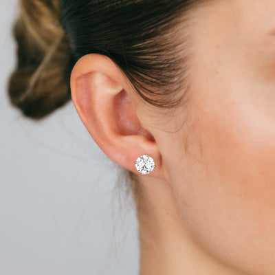Luminesce Lab Grown 3 Carat Solitaire Diamond Stud Earrings in 14ct White Gold