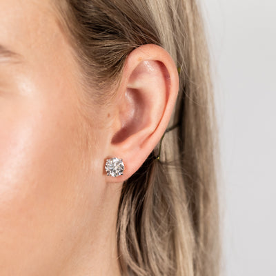 Luminesce Lab Grown 4 Carat ScrewbackSolitaire Diamond Stud Earrings in 14ct White Gold