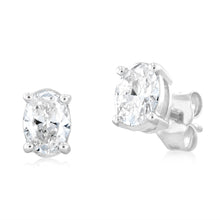 Load image into Gallery viewer, Luminesce Lab Grown Oval Cut 1 Carat Diamond Stud Earrings in 14ct White Gold