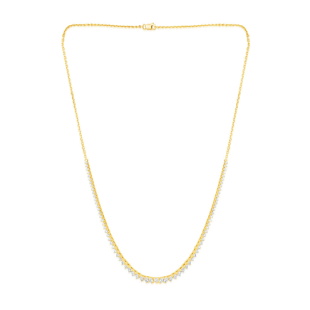 Luminesce Lab Grown 2 Carats Diamond Cable Chain Necklace in 9ct Yellow Gold