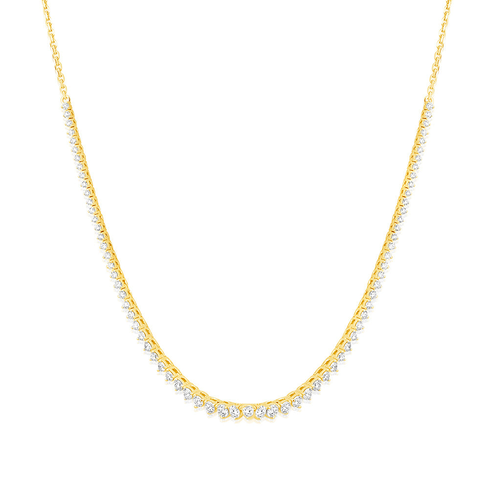 Luminesce Lab Grown 2 Carats Diamond Cable Chain Necklace in 9ct Yellow Gold