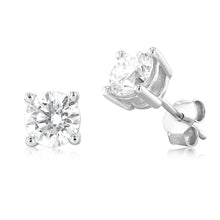 Load image into Gallery viewer, Luminesce Lab Grown 2 Carat Solitaire Diamond Stud Earrings in Sterling Silver