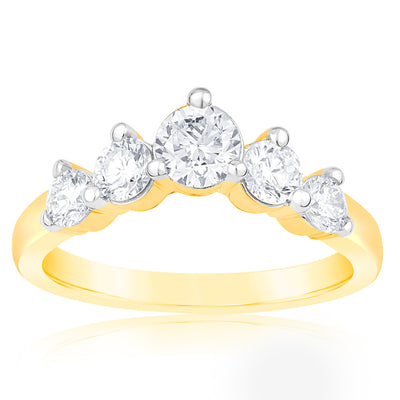 Luminesce Lab Grown 1 Carat Eternity Curve Diamond Ring in 18ct Yellow Gold