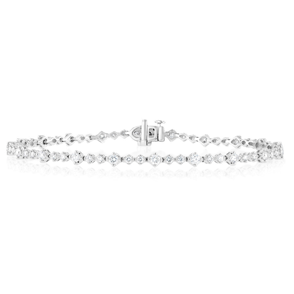 Luminesce Lab Grown 9ct White Gold with 1.5 Carat Fancy Diamond Bracelet